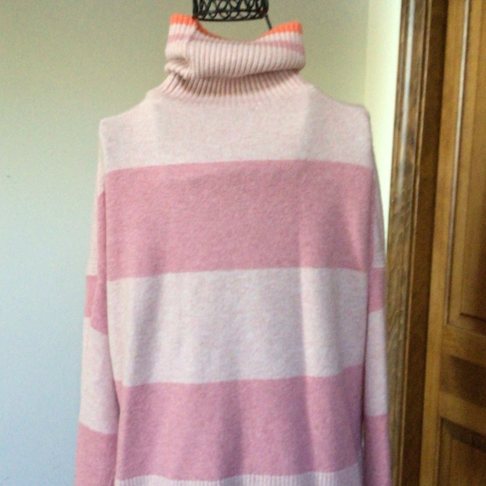 J.Crew Striped turtleneck sweater in Supersoft yarn - pink, medium - Picture 6 of 9